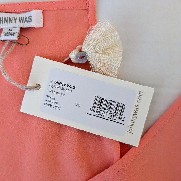 JOHNNY WAS Women's Spaghetti Strap Silk Camisole Size XL Coral NWT - Picture 6 of 7